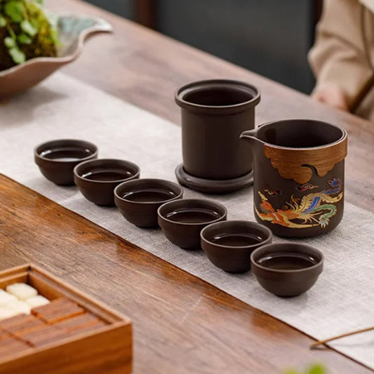 Tasse à thé classique à couleur changeante en céramique violette avec passoire - Fabriquée selon un savoir-faire traditionnel