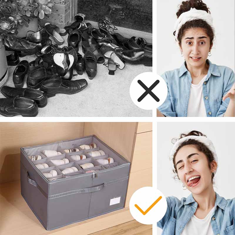 ⏳Time-Limited Special⏰Shoe Organizer with Adjustable Dividers & Clear Cover – Extra-Large Capacity, Durable Fabric & Easy Installation 🔍✨