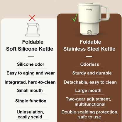 Bouilloire électrique multifonctionnelle pliable en acier inoxydable
