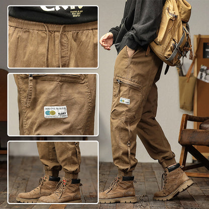 Pantalon cargo à poches avec cordon de serrage pour hommes