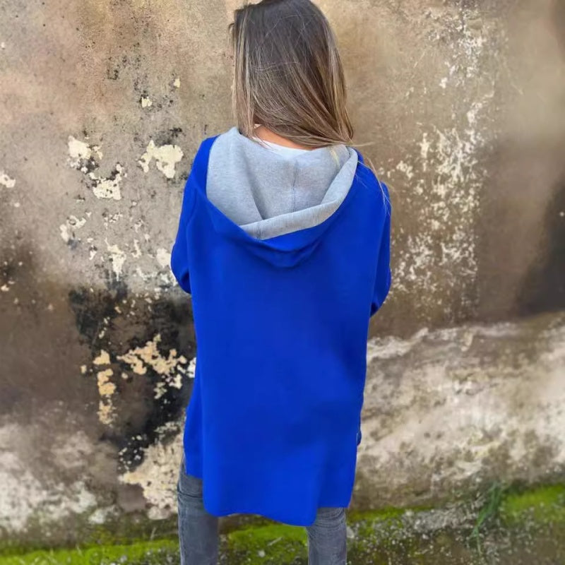 Manteau à Capuche Zippé Uni avec Poches pour Femmes