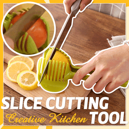 🍋Creative Kitchen Slice Cutting Tool, Food‑Grade Aluminum Alloy Hand‑Held Slicer, Quick Slicing Holder for Lemon, Tomato, Onion & Soft Fruits Vegetables