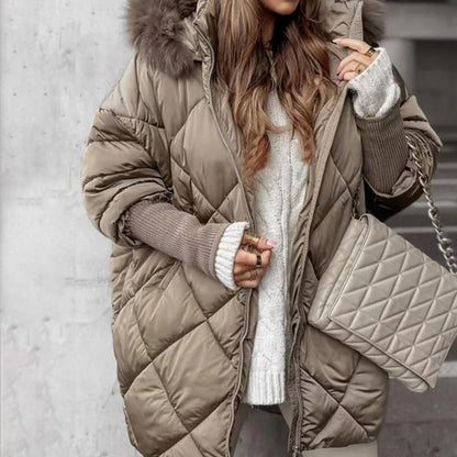 🎅Winter Sale Limited Time Half Price🎁Women's Knit Sleeve Patchwork Mid-Length Parka Coat ❄️