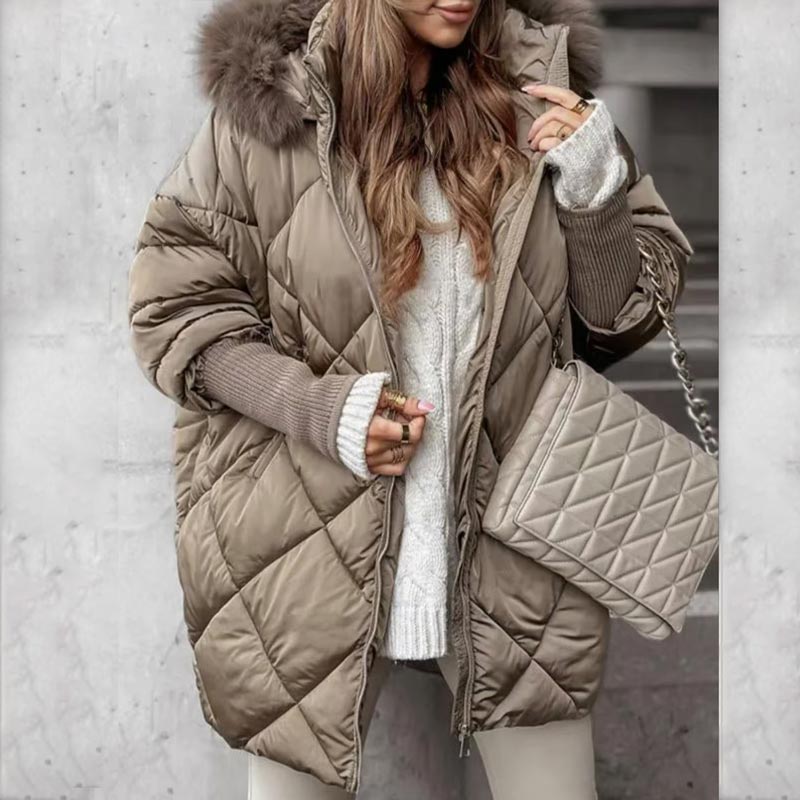 🎅Winter Sale Limited Time Half Price🎁Women's Knit Sleeve Patchwork Mid-Length Parka Coat ❄️