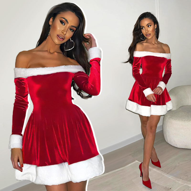 🎅Christmas Limited Time Sale Buy Now 50% Off 🎄Ladies Christmas One Shoulder Pendulum Dresses