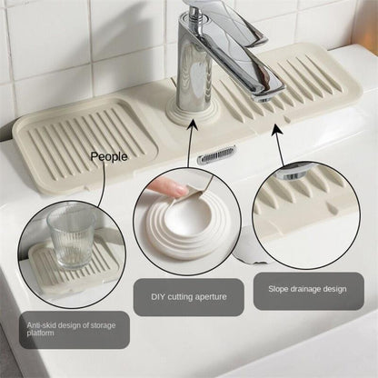 🚰💧 Kitchen Bathroom Faucet Sink Splash Guard Mat – Silicone Drip Catcher, Thickened Waterproof Drain Pad – 2 Sizes ✨