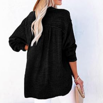 🤩Buy More Save More🤩Women’s Casual Gauze Button Neck Long Sleeve Blouse