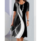 Women's Casual Loose Floral 3D Digital Printed Round Neck Dresses