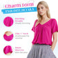 Women's Casual Pleated V-Neck Short-Sleeve Top
