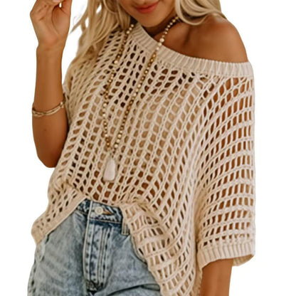 👚Women's Mesh Knit Top – Cloud-Soft, Seductive Details & Perfect Cover-Up