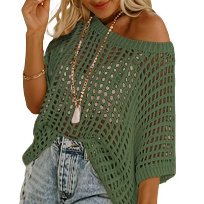 👚Women's Mesh Knit Top – Cloud-Soft, Seductive Details & Perfect Cover-Up