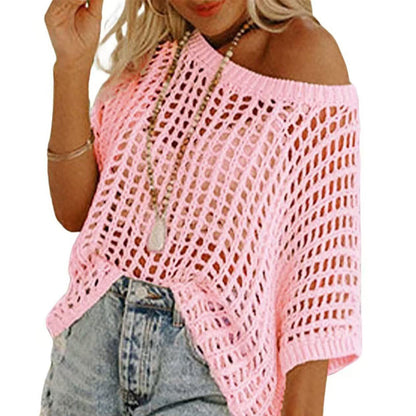 👚Women's Mesh Knit Top – Cloud-Soft, Seductive Details & Perfect Cover-Up