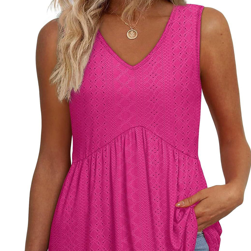 Women’s Casual V-Neck Floral Ruffles Sleeveless Top