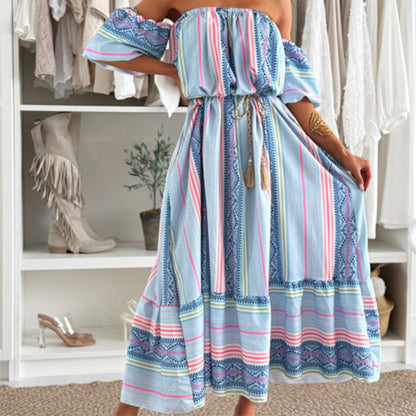 Casual Print Off-Shoulder Dress