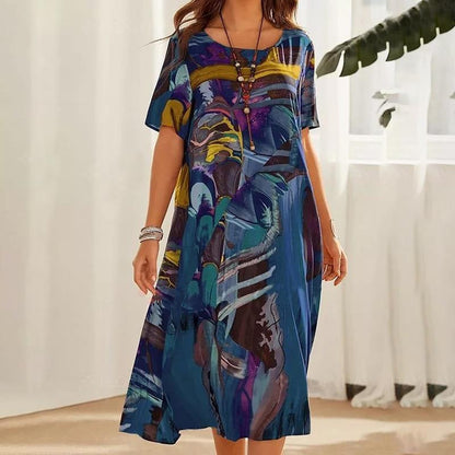 💃Elegant Mulberry Silk Tropical Breeze Dress