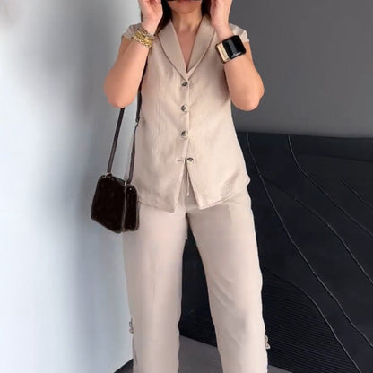 Women’s Cap Sleeve Top Cropped Pants 2-Piece Outfits