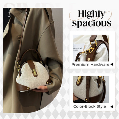 👜  Color-Blocked Bag – Stylish, Metal Hardware, Multi-Way 🧳