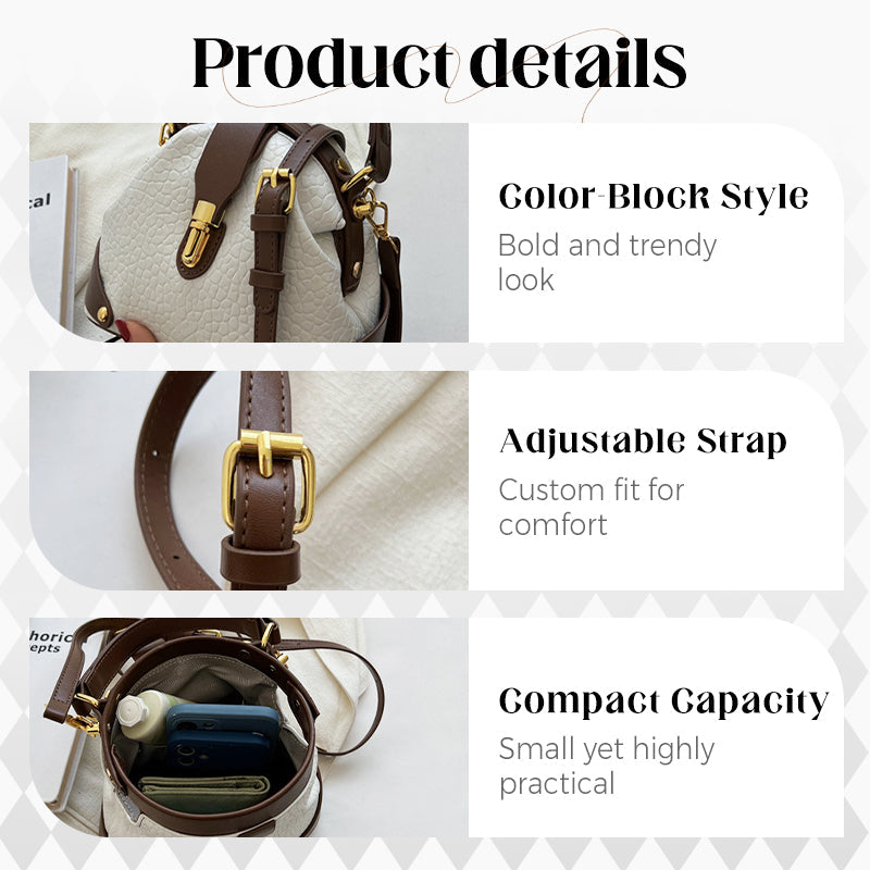 👜  Color-Blocked Bag – Stylish, Metal Hardware, Multi-Way 🧳