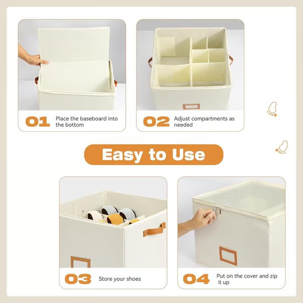 👟 Fabric Shoe Organizer Storage Box – Foldable, Large Capacity, Dustproof & Breathable for Closet & Bedroom 🧺✨