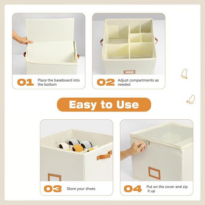 👟 Fabric Shoe Organizer Storage Box – Foldable, Large Capacity, Dustproof & Breathable for Closet & Bedroom 🧺✨