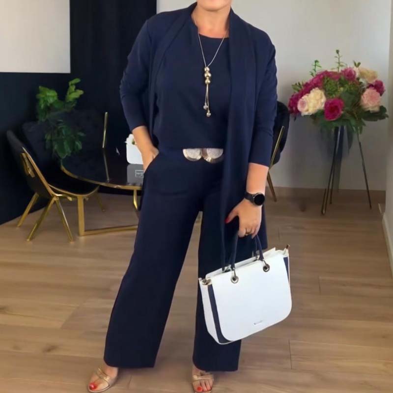 🔥 Elegant Longline Cardigan & Top & Pants 3-Pieces Set