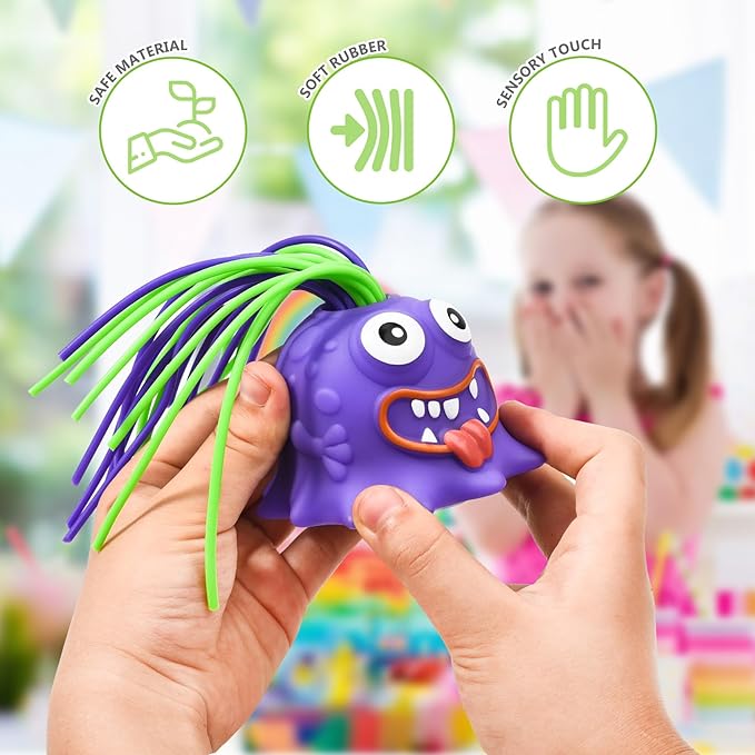 👾Hair Pulling Monster Stress Relief Toy - Stretchy Sensory Fidget Tool for Anxiety & Focus, Safe for Kids/Adults 🎯✨