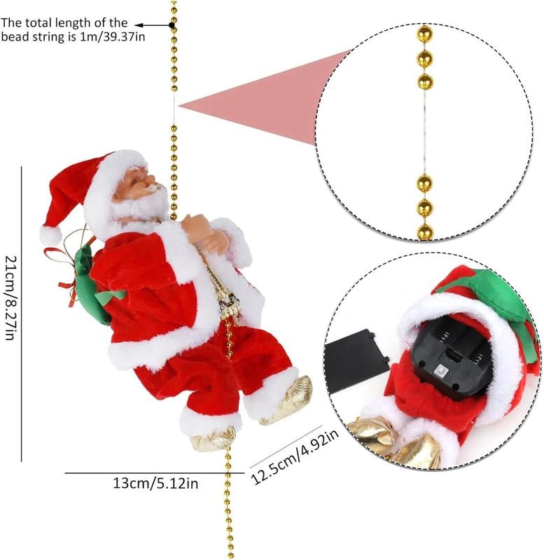🎄Electric Fireplace Climbing Santa Claus Musical Toys