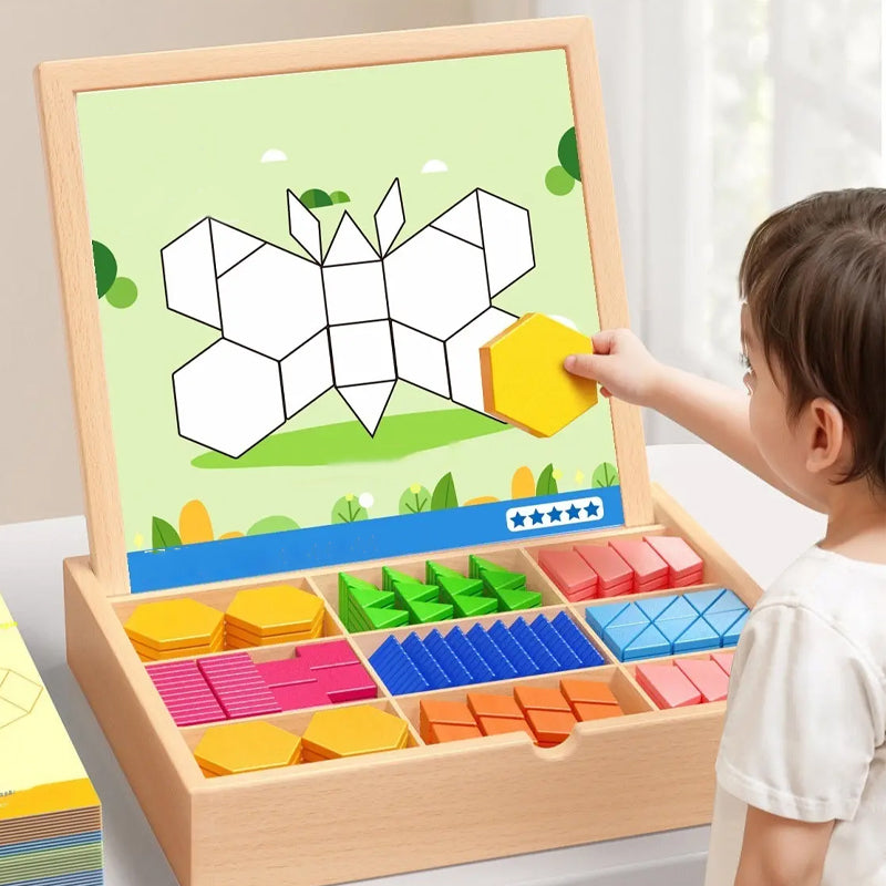 💥Wooden Magnetic Pattern Block Puzzle Set