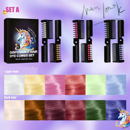 6-Pack Disposable Hair Dye Combs Set
