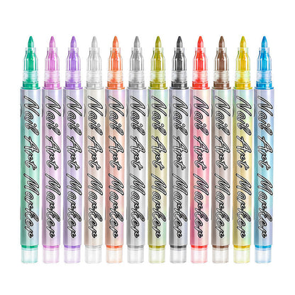 🎨 12-Color Acrylic Nail Art Pens – Vibrant Pigments, Fine Tips & Easy DIY Designs ✨🖌️