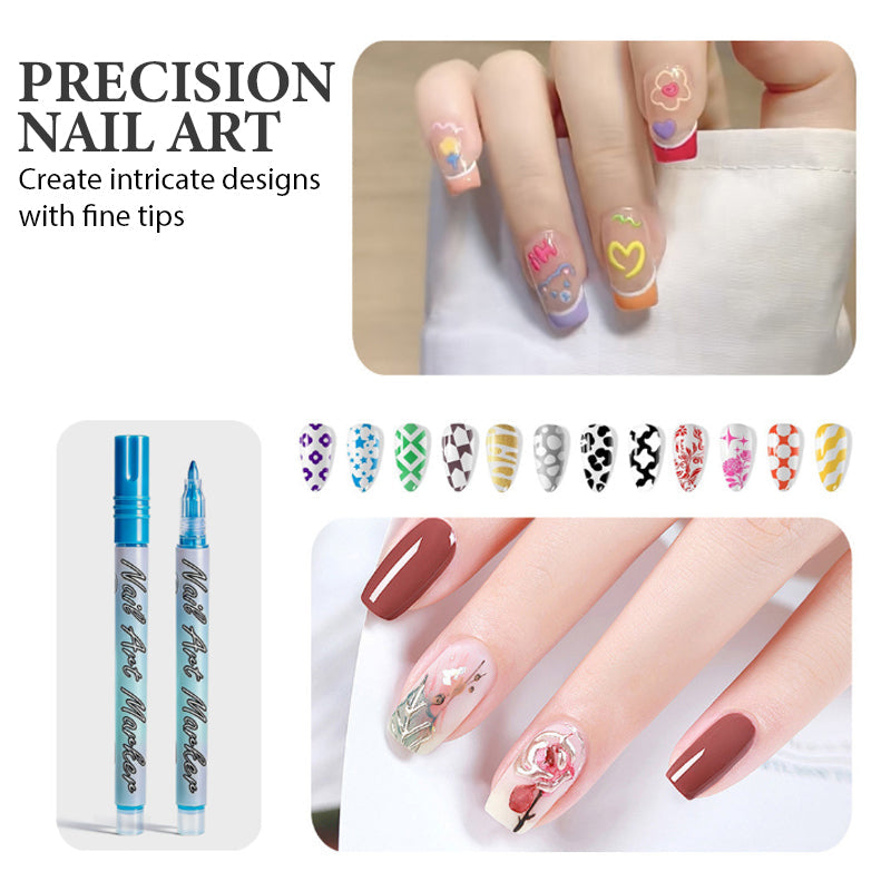 🎨 12-Color Acrylic Nail Art Pens – Vibrant Pigments, Fine Tips & Easy DIY Designs ✨🖌️