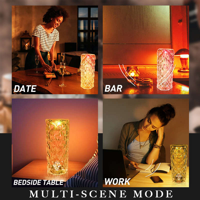 Touching Control Rose Crystal Lamp