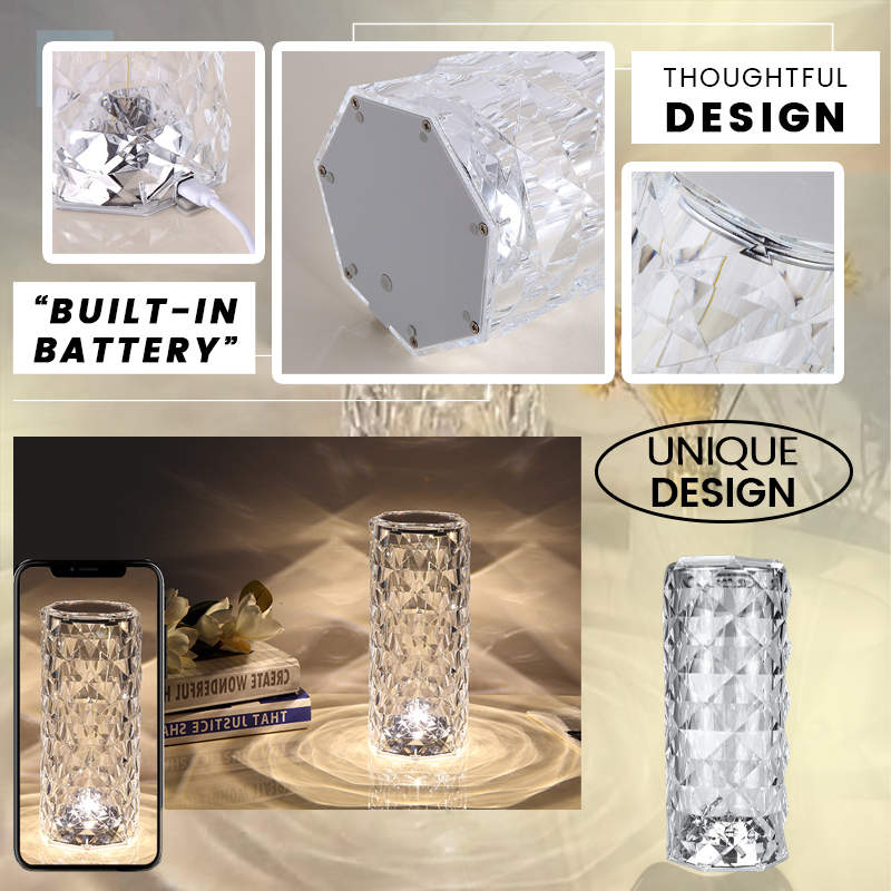 Touching Control Rose Crystal Lamp