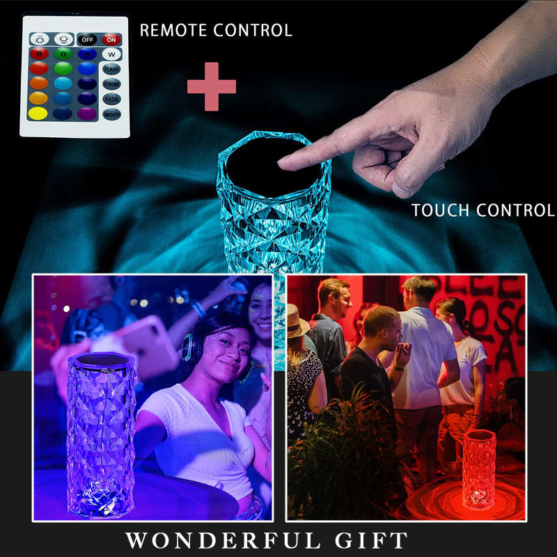 Touching Control Rose Crystal Lamp