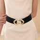 Women's Vintage Gold Buckle High Elastic Leather Belt
