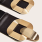 Women's Vintage Gold Buckle High Elastic Leather Belt
