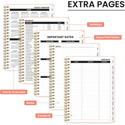 2026 Spiral Bound A5 Planner with Monthly Tabs