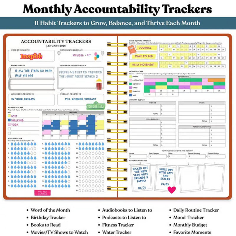 2026 Spiral Bound A5 Planner with Monthly Tabs