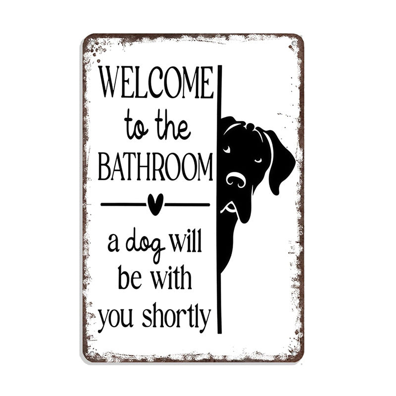Cute Cat Bathroom Decor Sign