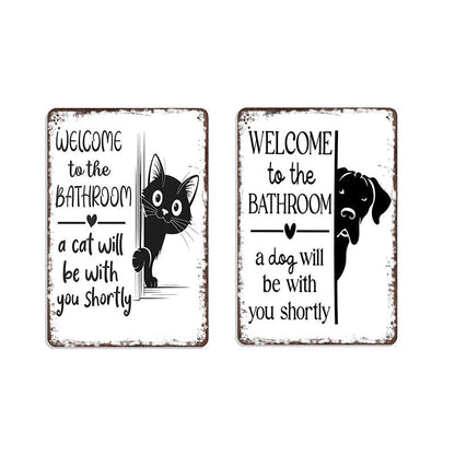 Cute Cat Bathroom Decor Sign