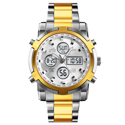 Waterproof Military Watch for Men – Analog-Digital, Stainless Steel & Shock-Resistant 🛡️