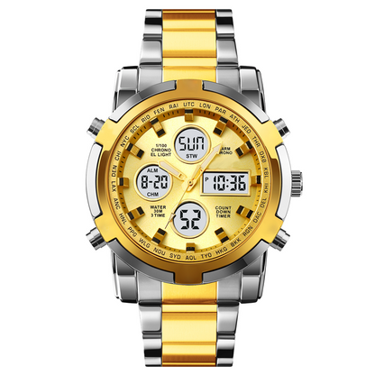 Waterproof Military Watch for Men – Analog-Digital, Stainless Steel & Shock-Resistant 🛡️