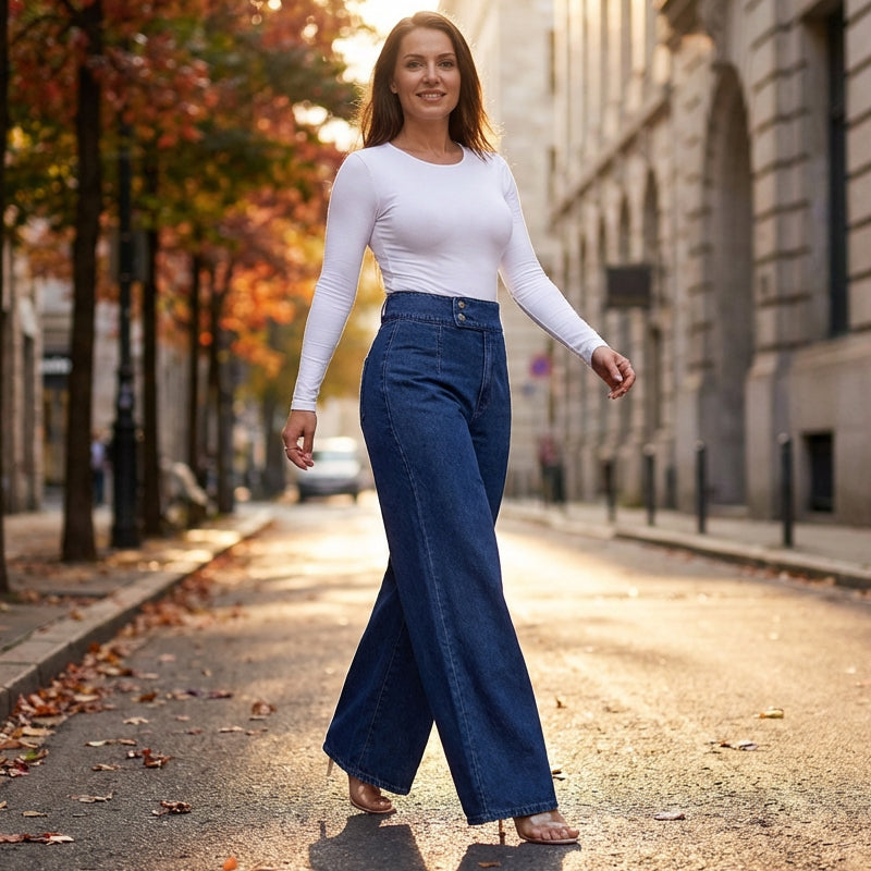 Women's High-Waist Wide-Leg Jeans