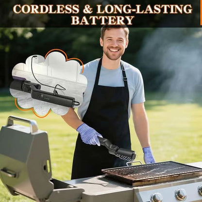 🍖 Cordless Electric BBQ Brush Cleaner – Deep Cleaning, Long Handle & Rechargeable 🔋