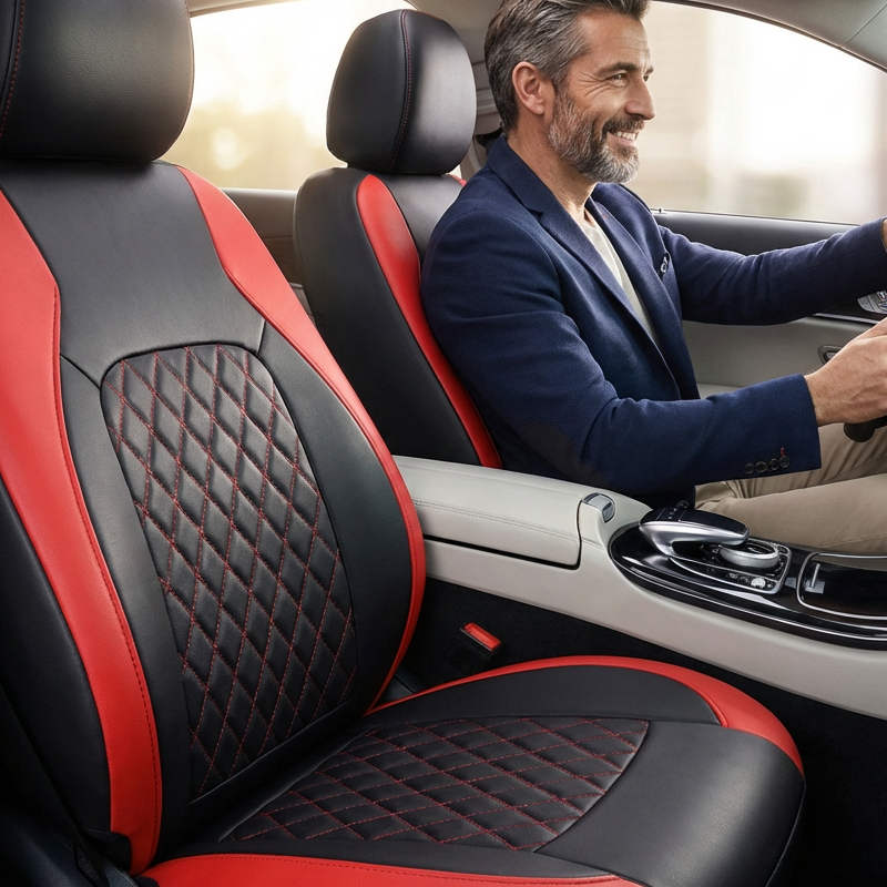 🚗9-Piece Universal Fit Leather Car Seat Cover Set