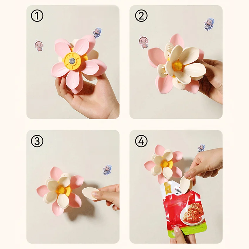 Lotus-Shaped Magnetic Food Clip & Fridge Magnet