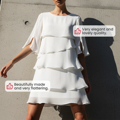 🎁Women's Elegant Layered Ruffle Sleeve Dress – Effortless Style for Every Occasion💃