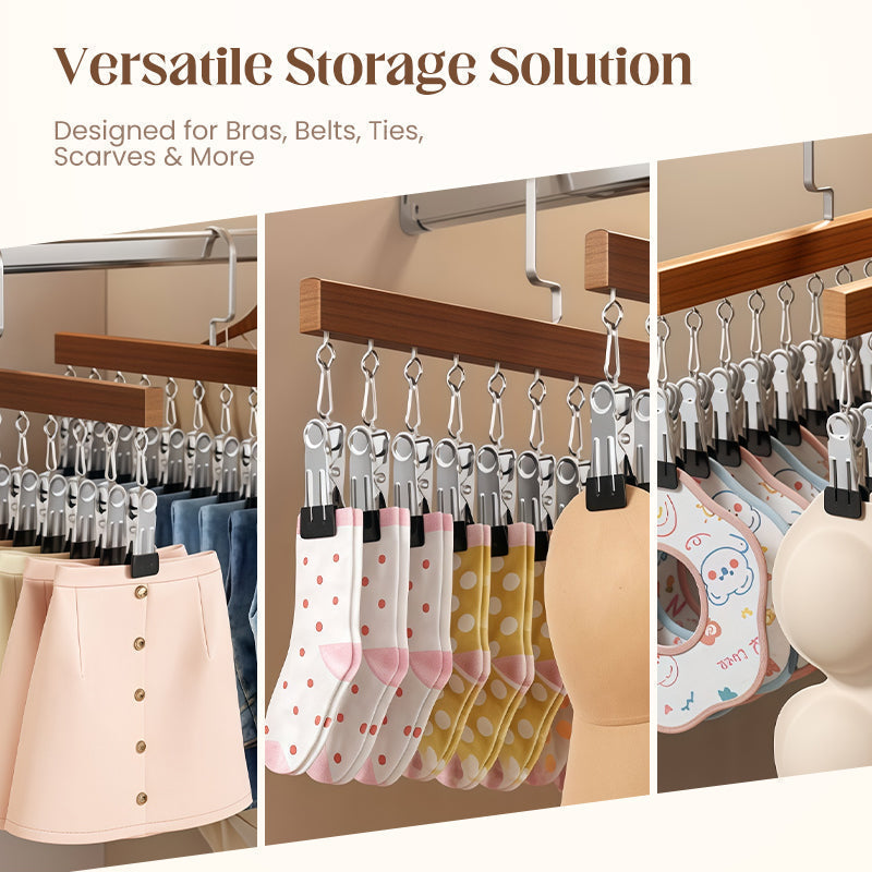 👕360° Swivel Multi-Hook Wardrobe Organizer--10 clips