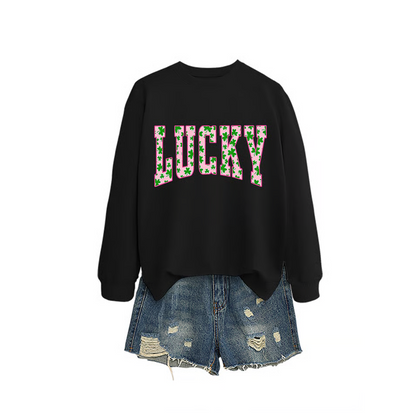 🍀St. Patrick’s Day Essential! Women's Lucky Shamrock Graphic Sweatshirt