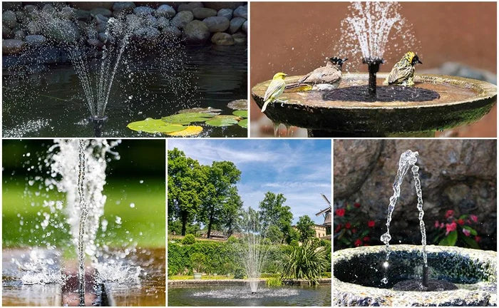 🎁Solar Fountain, Solar Powered Bird Bath Fountain Pump with 4 Nozzles 1.4W Solar Panel Kit Water Pump, Outdoor Watering Submersible Pump for Pond, Pool, Garden, Fish Tank